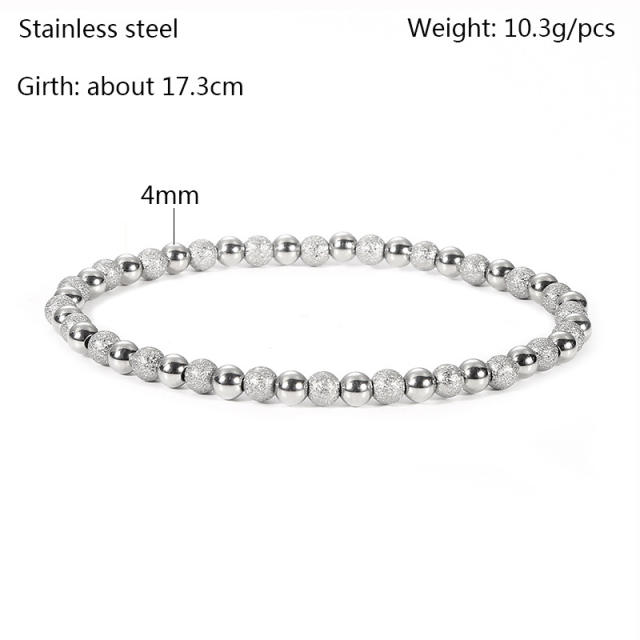 18K stainless steel two tone bead elastic bracelet