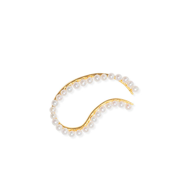 Elegant pearl bead u shape copper ear studs (1pcs price)