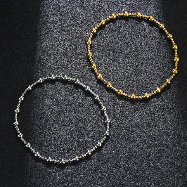 Stainless steel bead elastic bracelet
