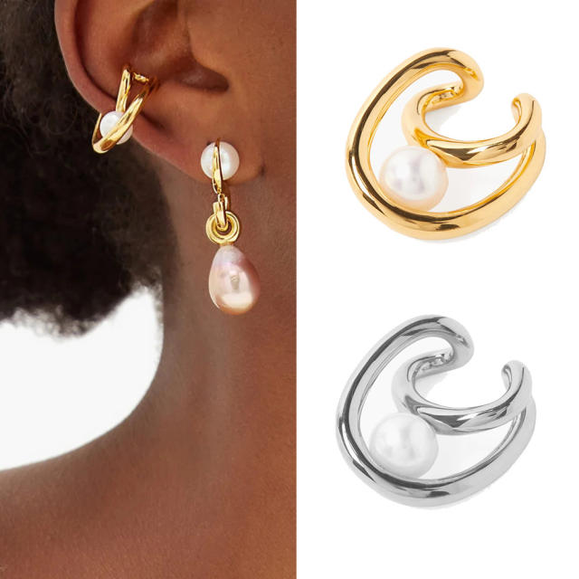 Occident fashion pearl bead gold plated ear cuff(1pcs price)