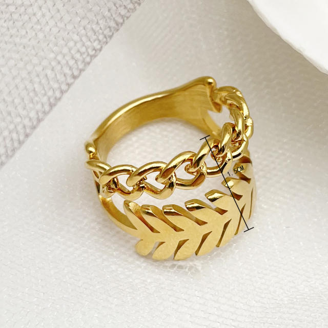 INS easy match leaf two layer stainless steel rings