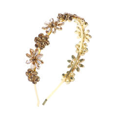 Delicate color glass crystal flower statement headband