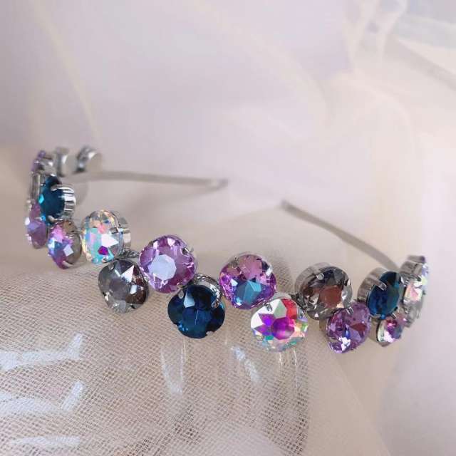 Luxury color glass crystal statement headband