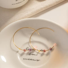 Summer design chic hoop stainless steel earrings with crystal stone