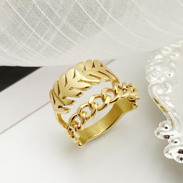 INS easy match leaf two layer stainless steel rings