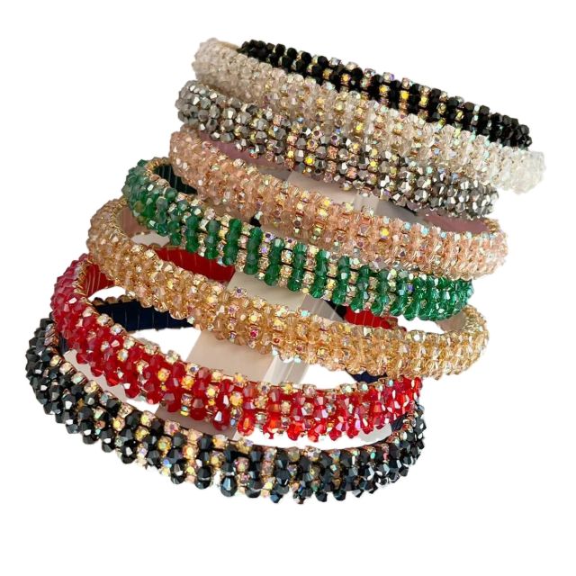 Delicate color crystal bead handmade headband