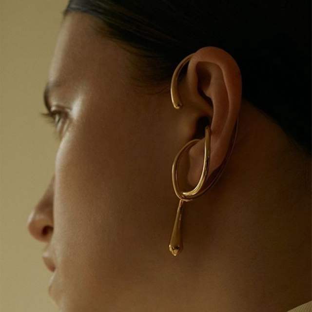 Occident fashion geometric line gold plated copper ear wrap
