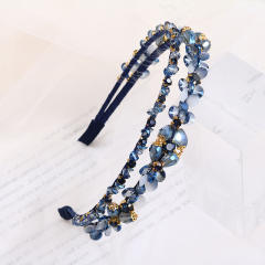 Baroque color glass crystal two layer elegant headband