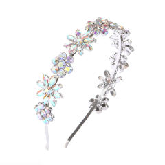 Delicate color glass crystal flower statement headband