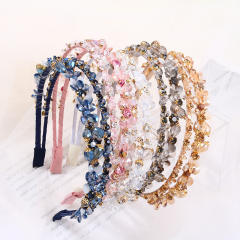 Baroque color glass crystal two layer elegant headband