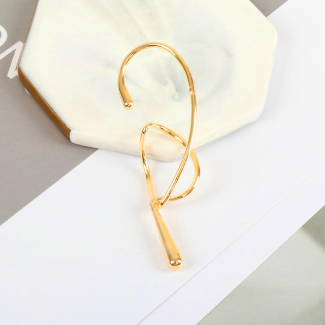 Occident fashion geometric line gold plated copper ear wrap