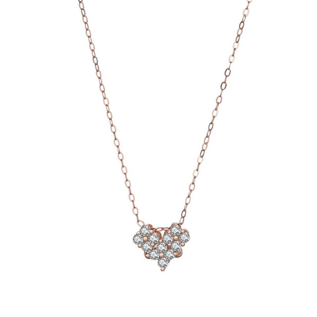 925 sterling silver cubic zircon clover heart dainty necklace