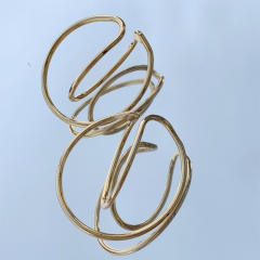 Personality geometric line circle gold plated copper ear cuff ear wrap
