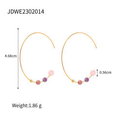 Summer design chic hoop stainless steel earrings with crystal stone