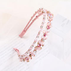 Baroque color glass crystal two layer elegant headband