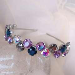 Luxury color glass crystal statement headband