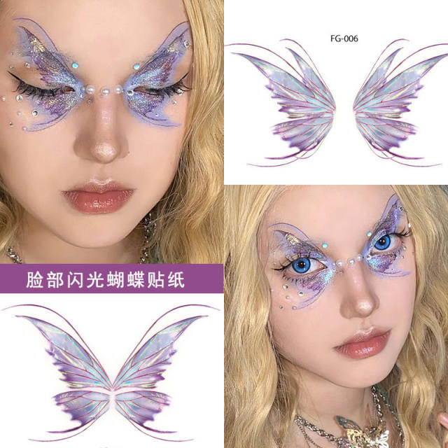 Summer design fashion show music show butterfly face stickers