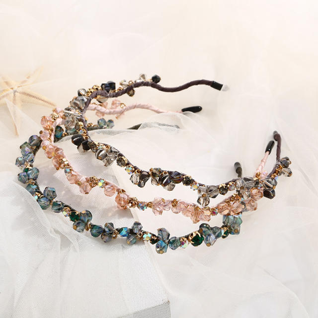 Korean fashion elegant crystal bead headband