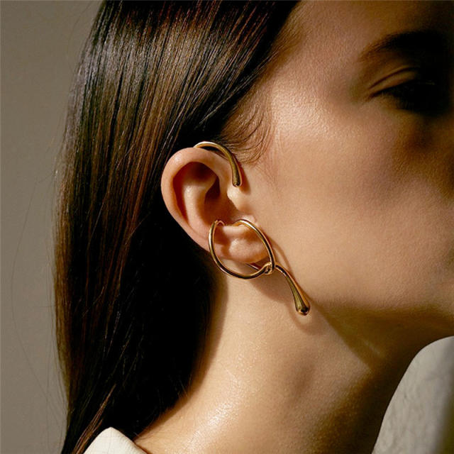 Occident fashion geometric line gold plated copper ear wrap
