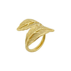 14K hug leaf design stainless steel rings