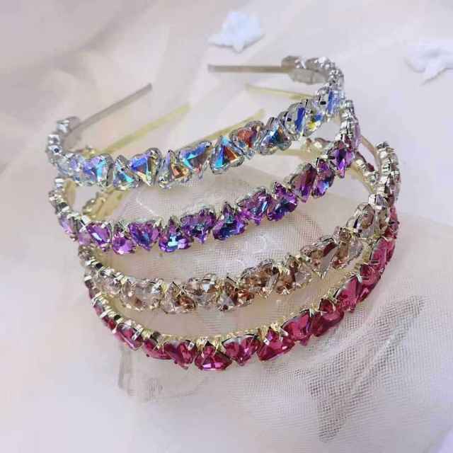 Luxury color glass crystal statement headband