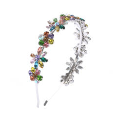 Delicate color glass crystal flower statement headband