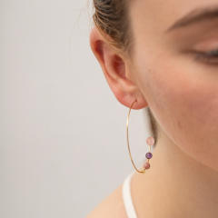 Summer design chic hoop stainless steel earrings with crystal stone