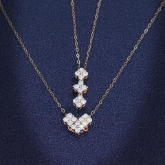 925 sterling silver cubic zircon clover heart dainty necklace