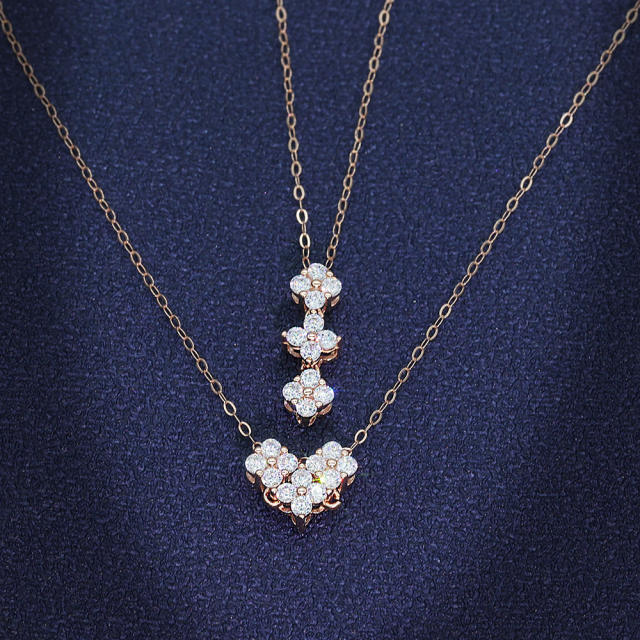 925 sterling silver cubic zircon clover heart dainty necklace