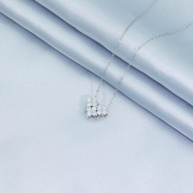 925 sterling silver cubic zircon clover heart dainty necklace