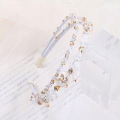 Baroque color glass crystal two layer elegant headband