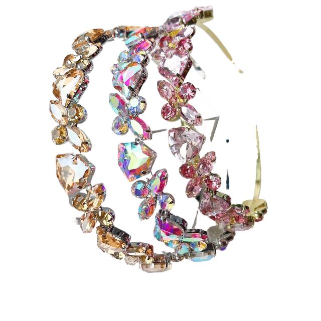Luxury color glass crystal statement headband