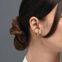 Personality geometric line circle gold plated copper ear cuff ear wrap