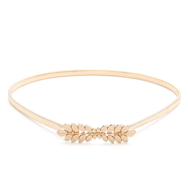 Korean fashion gold color leaf easy match elastic belt