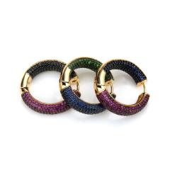 Luxury pave setting two color rhinestone copper huggie earrings