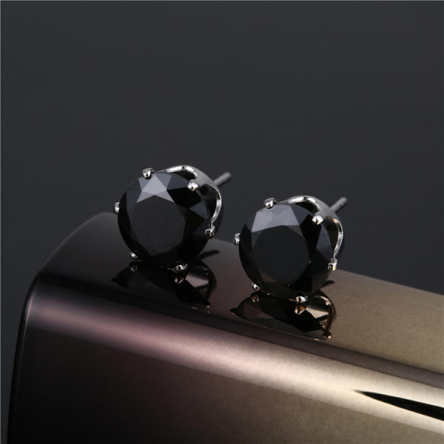 Easy match color cz classic studs earrings