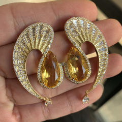 Luxury pave setting cubic zircon drop earrings