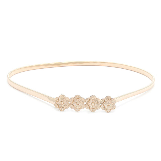 Korean fashion gold color leaf easy match elastic belt