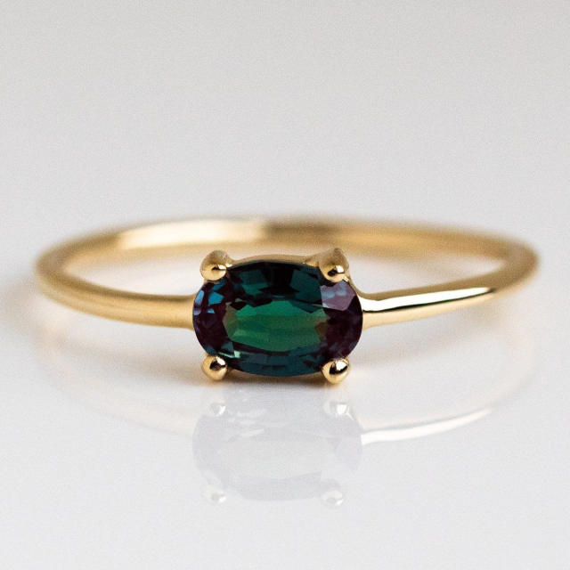 18K gold plated birthstone stainless steel rings