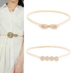 Korean fashion gold color leaf easy match elastic belt
