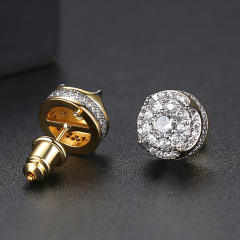 Hiphop diamond copper studs earrings for men