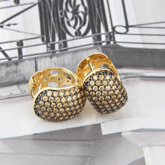 Delicate pave setting color cubic zircon chunky copper huggie earrings
