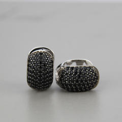 Delicate pave setting color cubic zircon chunky copper huggie earrings