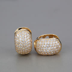 Delicate pave setting color cubic zircon chunky copper huggie earrings