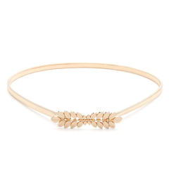 Korean fashion gold color leaf easy match elastic belt
