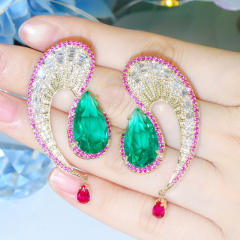 Luxury pave setting cubic zircon drop earrings