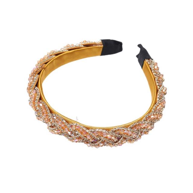 Baroque colorful crystal bead braid vintage headband