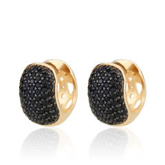 Delicate pave setting color cubic zircon chunky copper huggie earrings