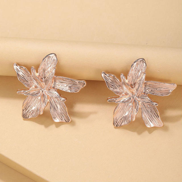 Boho bloom flower color painting ear studs