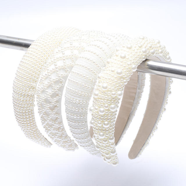 Elegant pearl bead padded headband